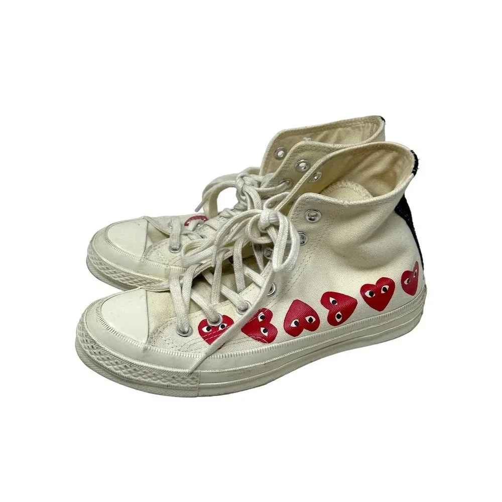 Comme Des Garçons Play x Converse Chuck 70 Hi Multi Hearts Sneakers Size 5‎ - Picture 3 of 8